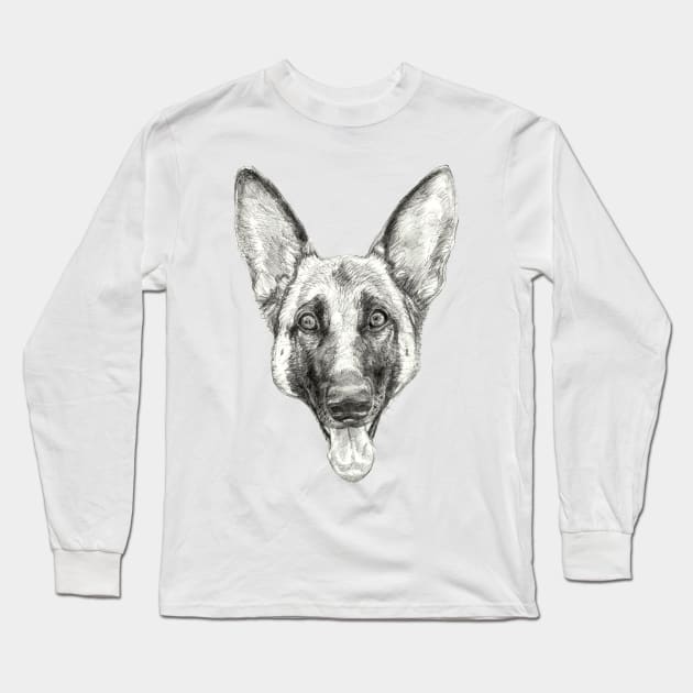 Cleo, the German Shepherd Long Sleeve T-Shirt by AyotaIllustration